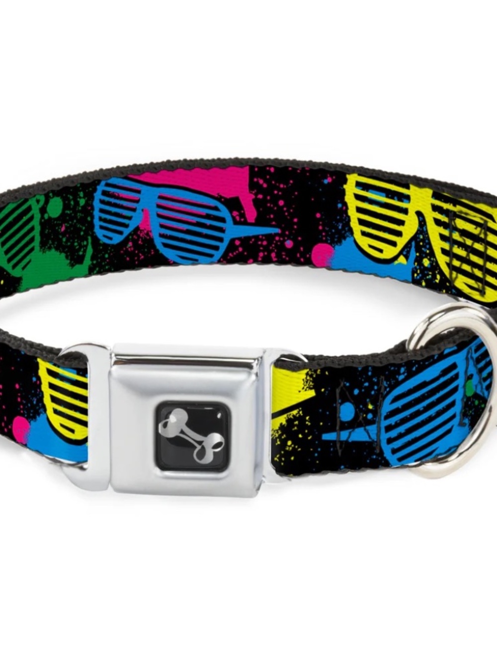 Buckle-Down Neon Sunglasses Dog Collar Large 1” Wide Like New